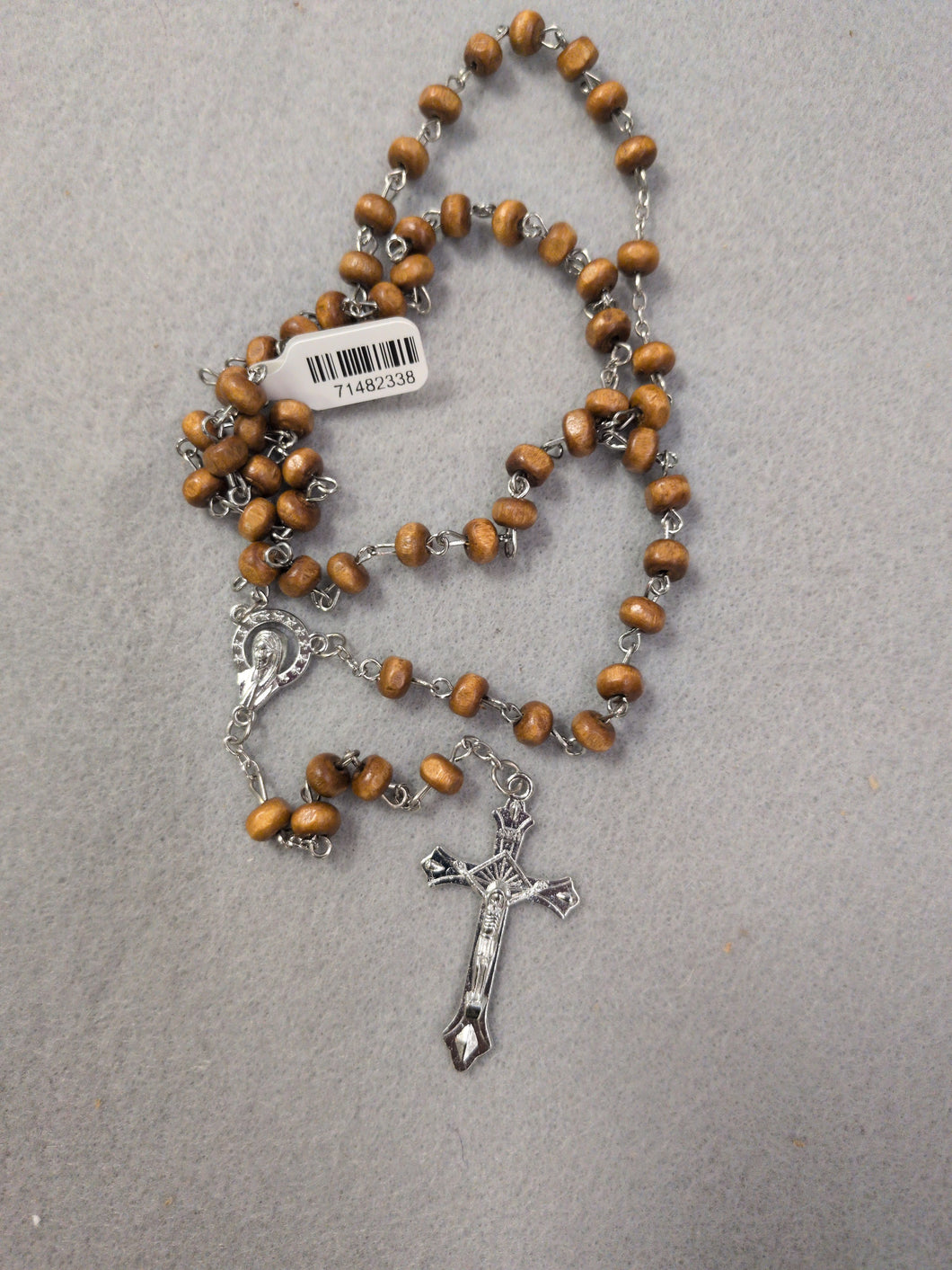 BROWN WOOD BEAD ROSARY